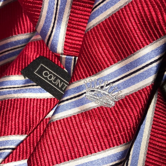 Countess Mara Red Blue Striped Tie - Picture 7 of 7